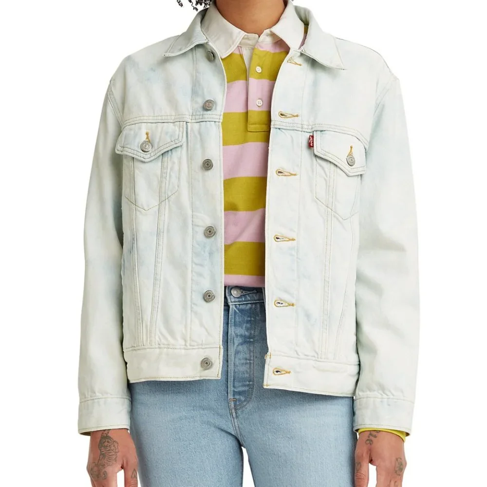 Levi's Ex Boyfriend Trucker Denim Jacket Size Small - Picture 9 of 11